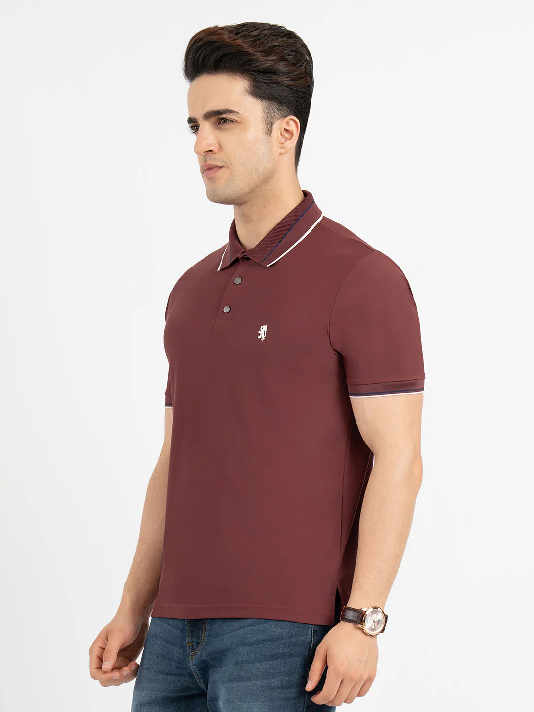 T Shirts for Men in Brick | Polo Half Sleeve T Shirt - Image 2