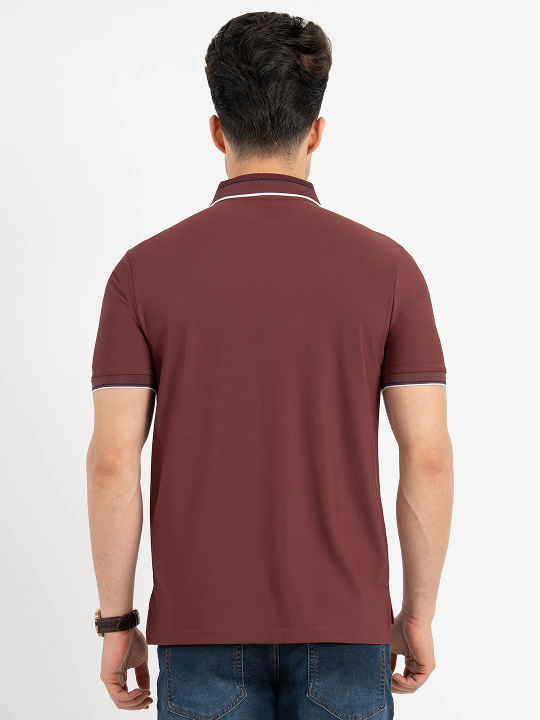 T Shirts for Men in Brick | Polo Half Sleeve T Shirt - Image 3