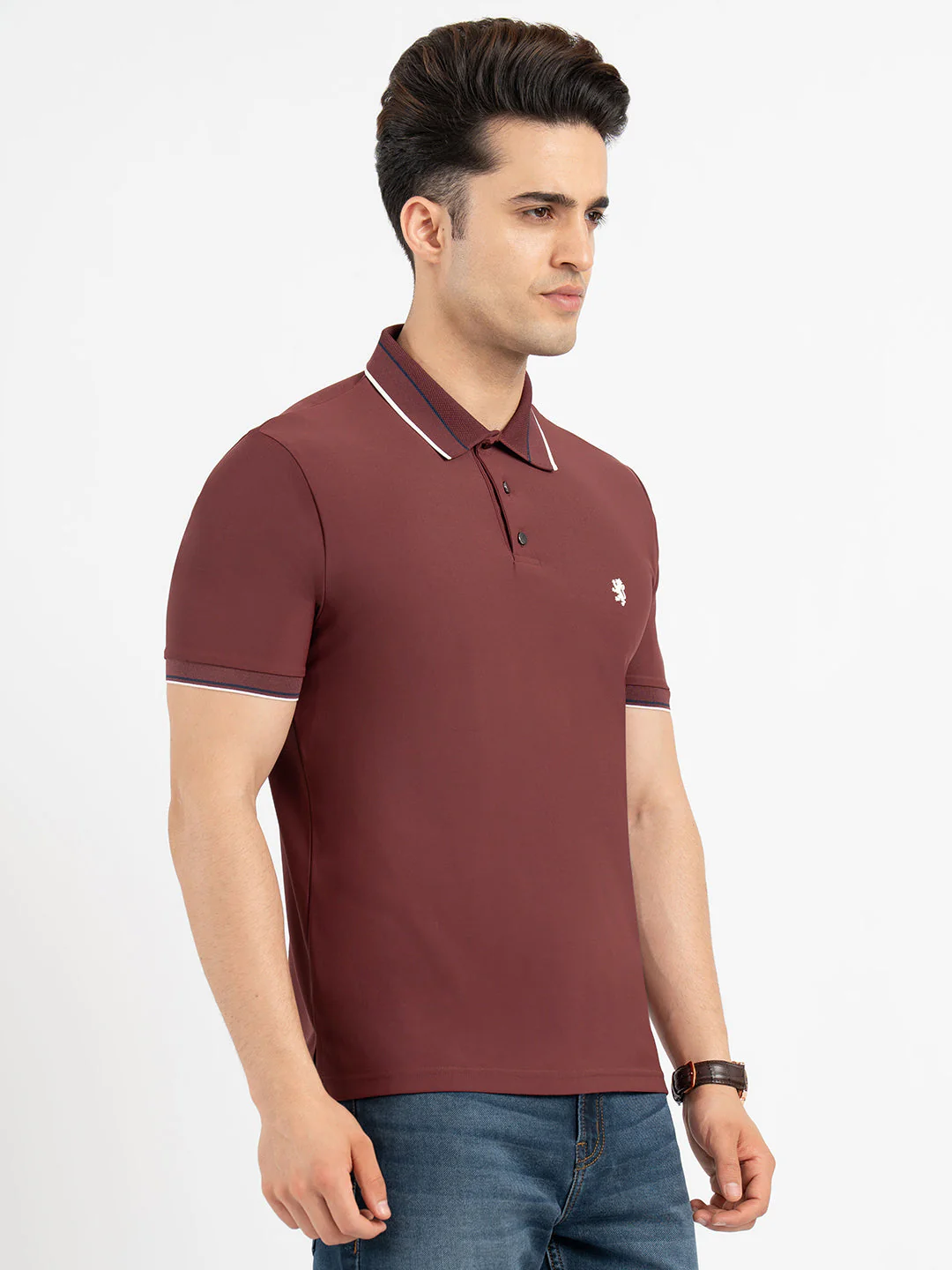 T Shirts for Men in Brick | Polo Half Sleeve T Shirt - Image 6