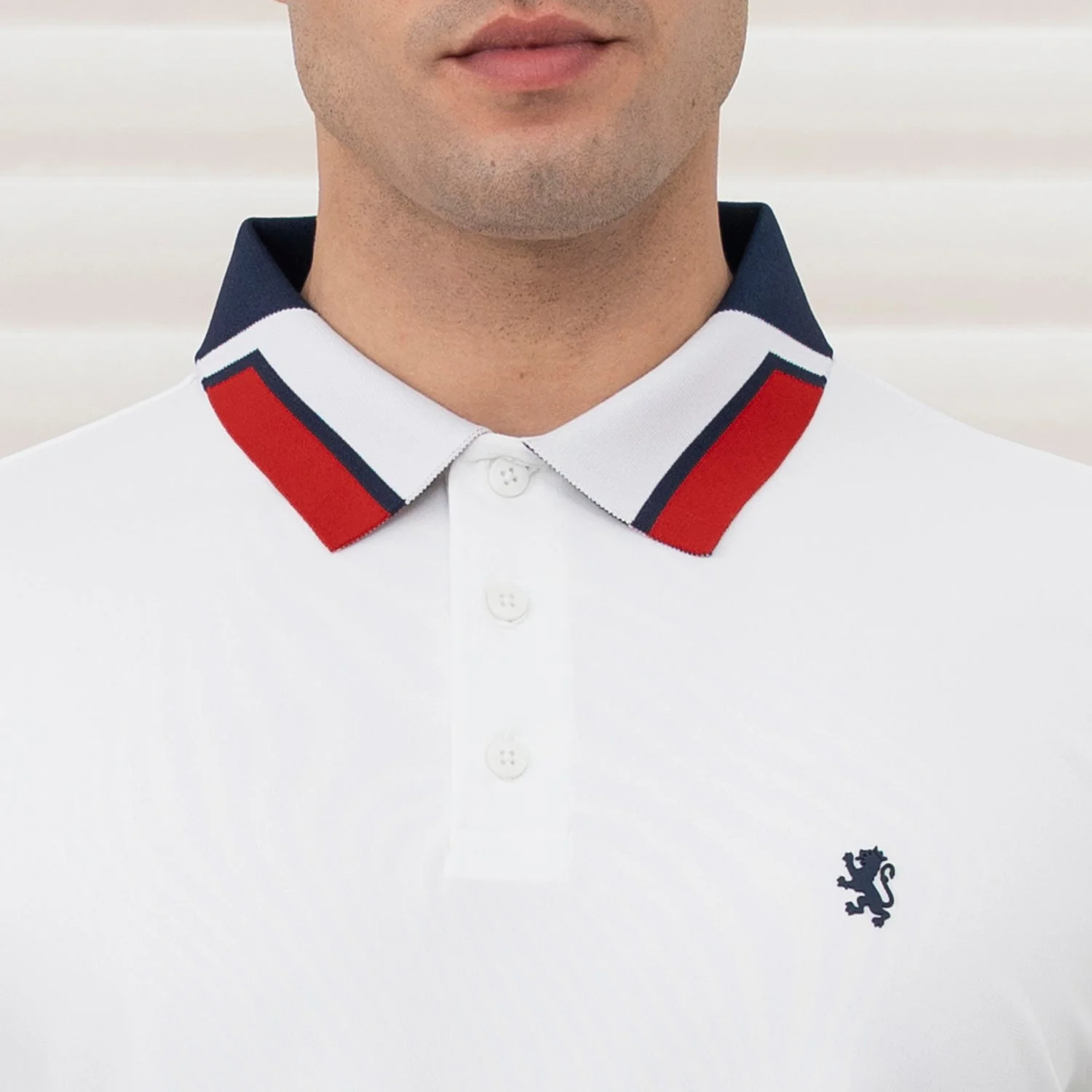 T Shirts for Men in White | Jacquard Collar Polo T Shirt - Image 4