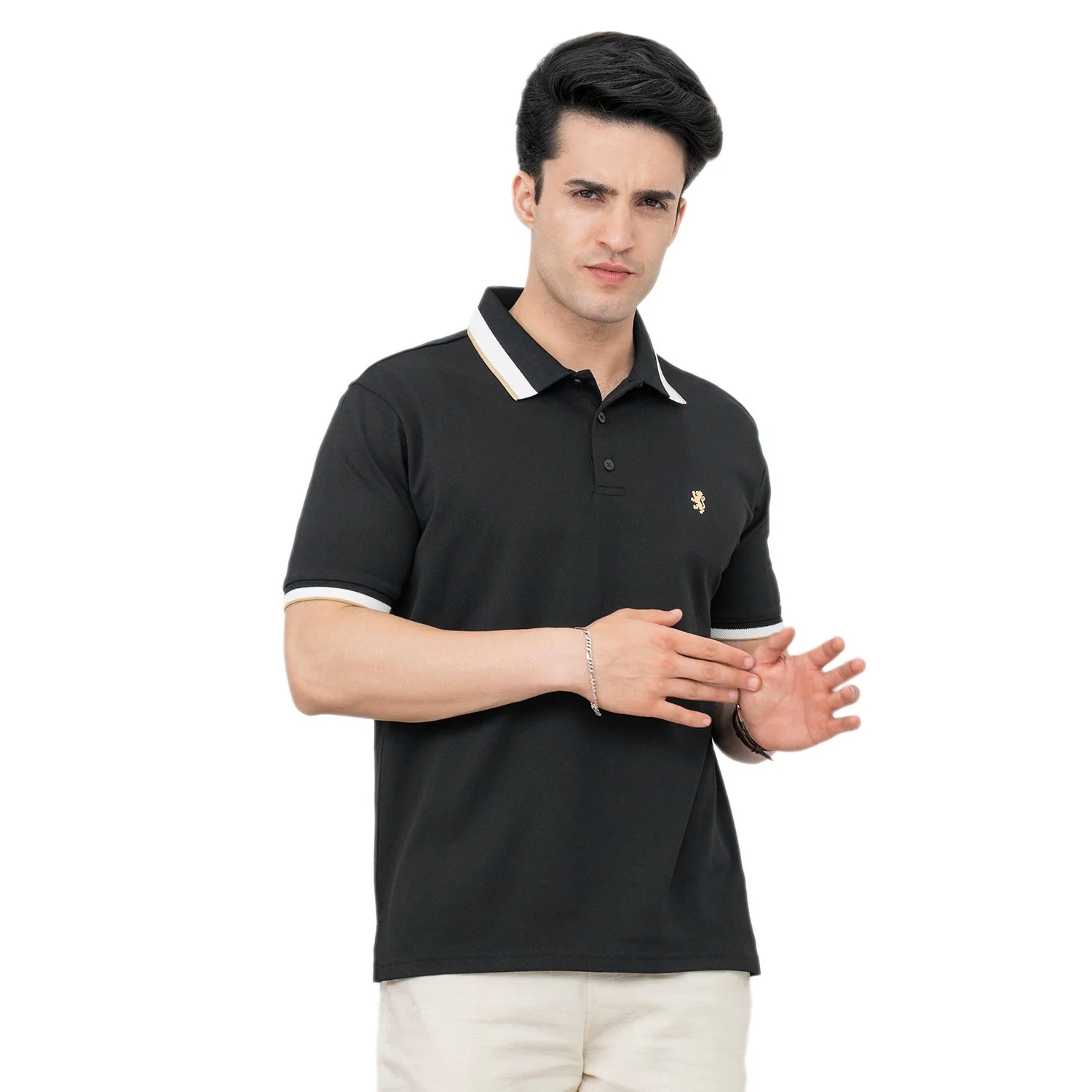 T Shirts for Men in Black | Polyester Blend Polo T Shirt - Image 5