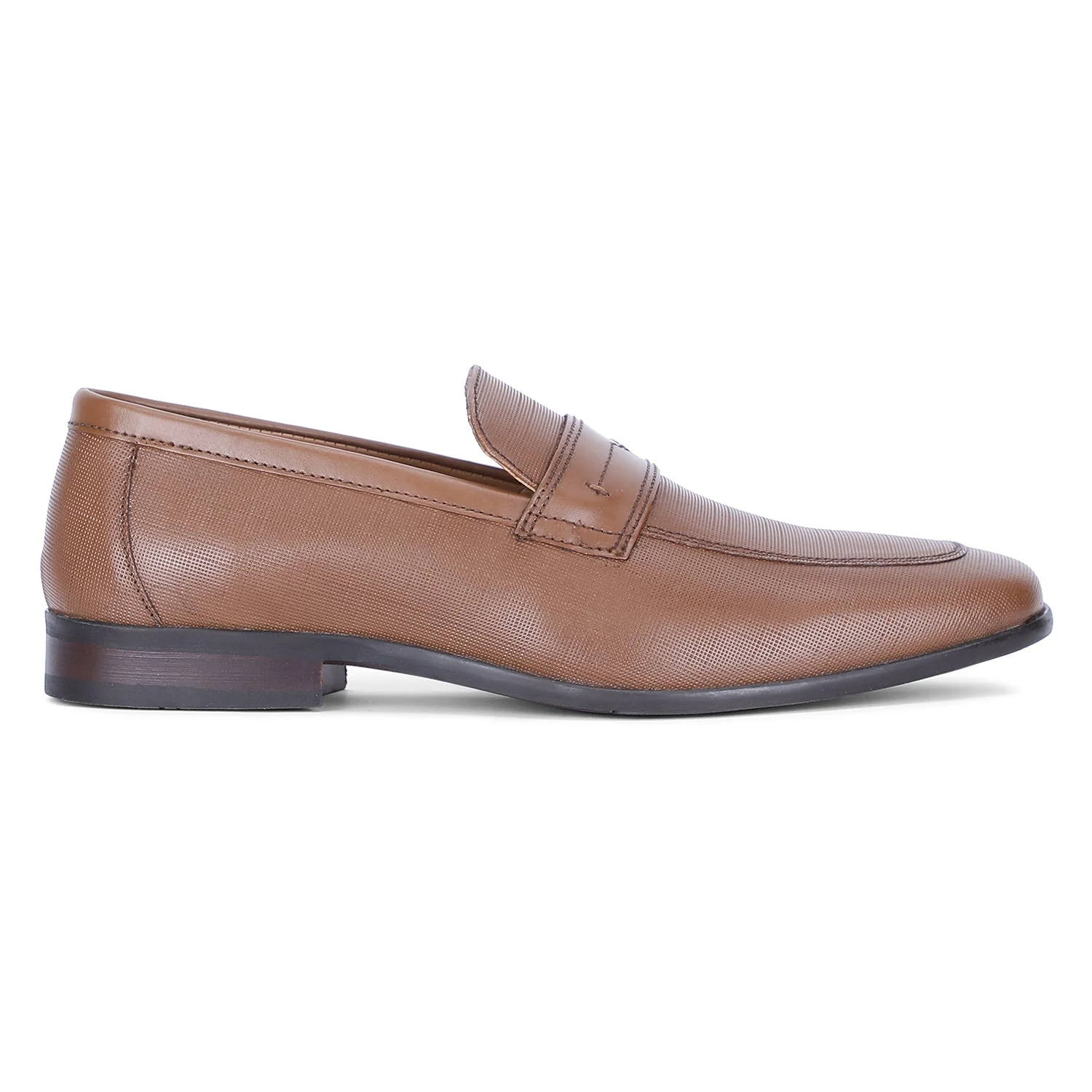 Tan Leather  Loafers for Men - Image 2