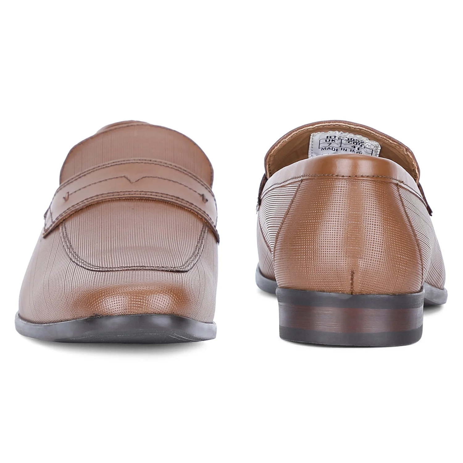 Tan Leather  Loafers for Men - Image 4