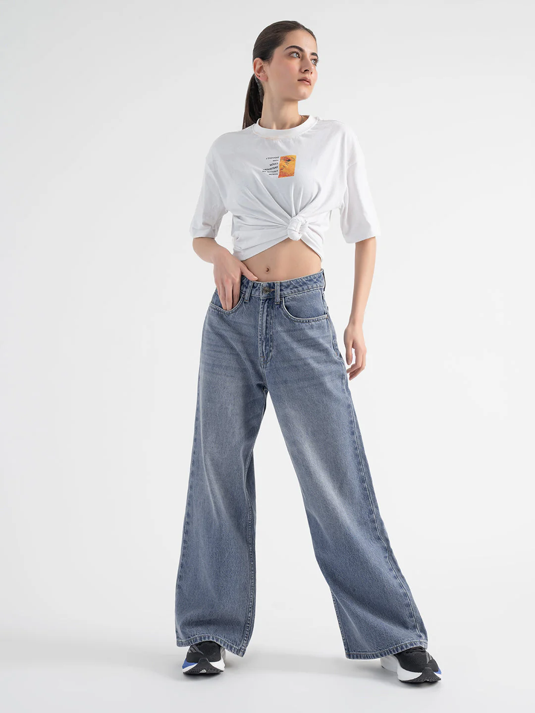 Vintage Blue Flare Fit Jeans for Women | Casual Wear - Image 5