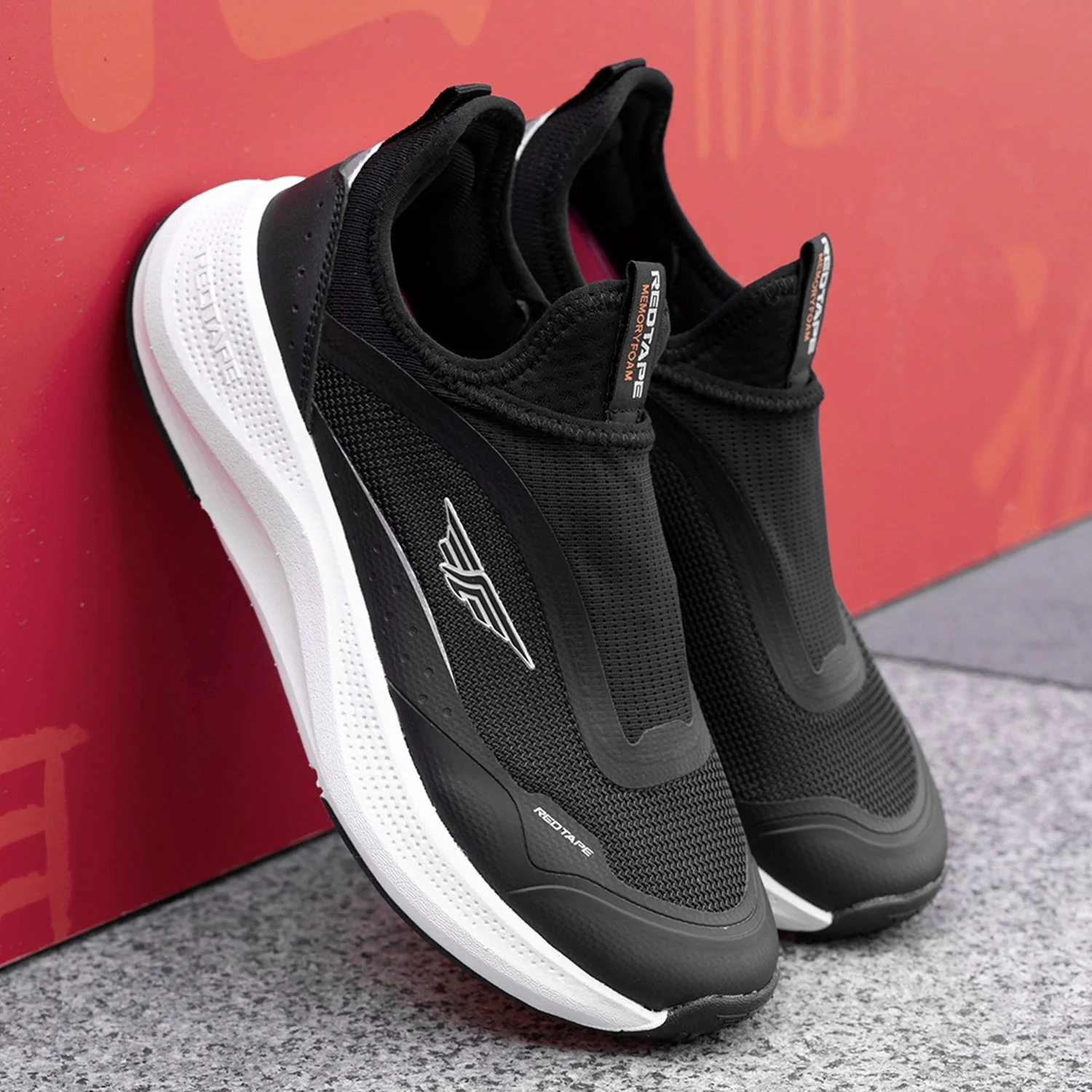 Walking Shoes for Women in Black and White | Slip-On Shoes - Image 6