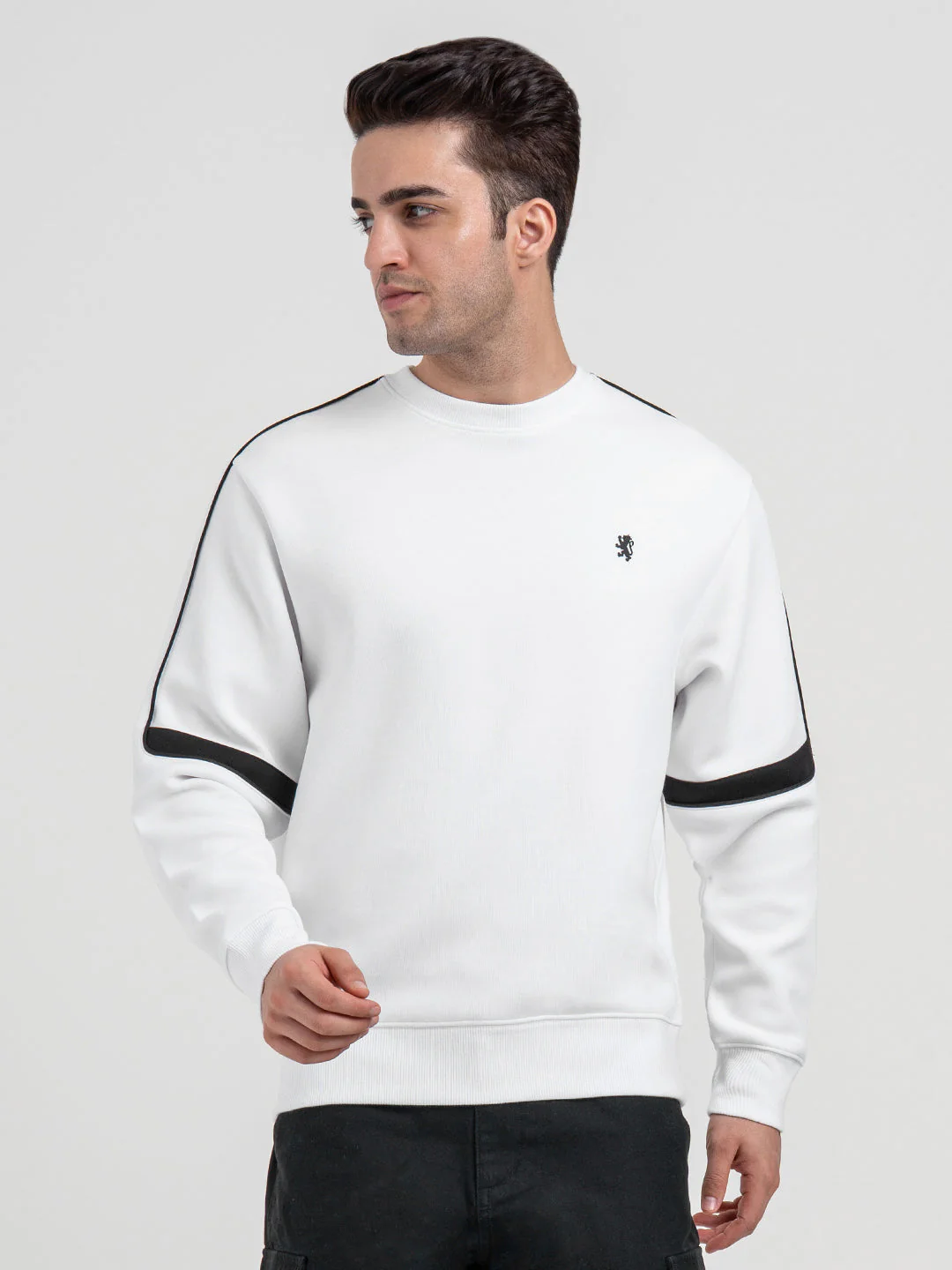 White Graphic Sweatshirt for Men | Sporty Winter Comfort - Image 2