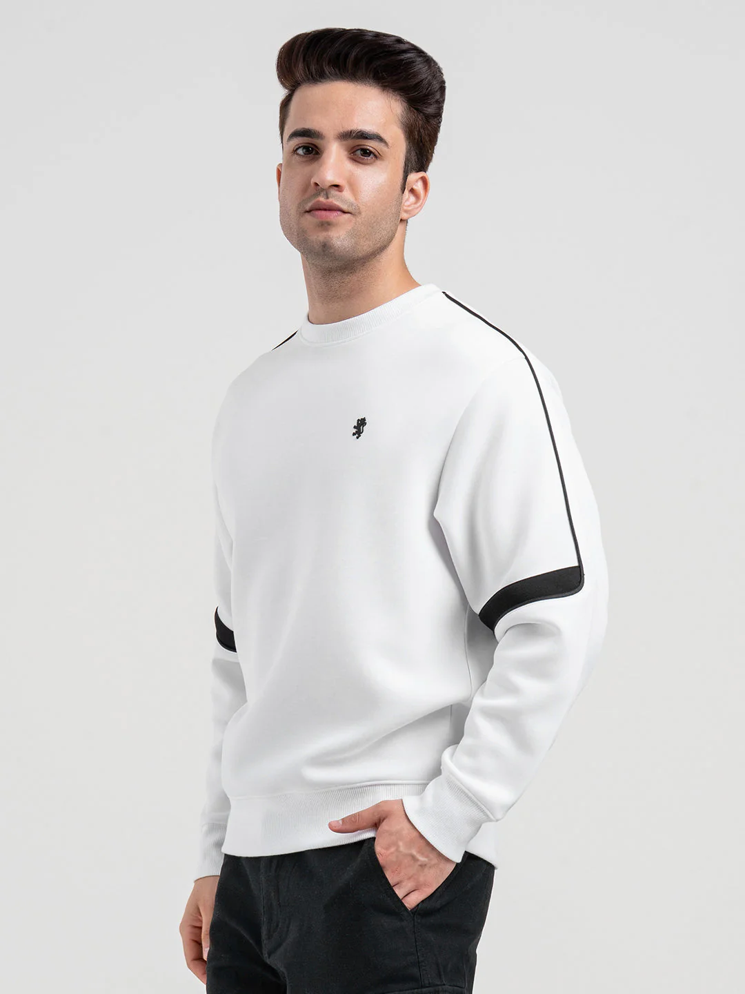 White Graphic Sweatshirt for Men | Sporty Winter Comfort - Image 3