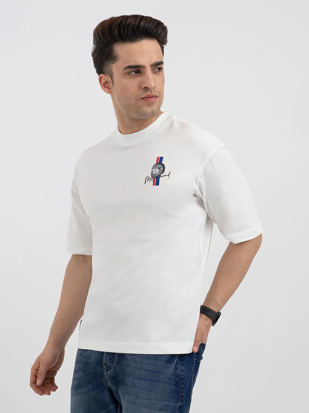 Red Tape White Graphic T-Shirt for Men - Image 2