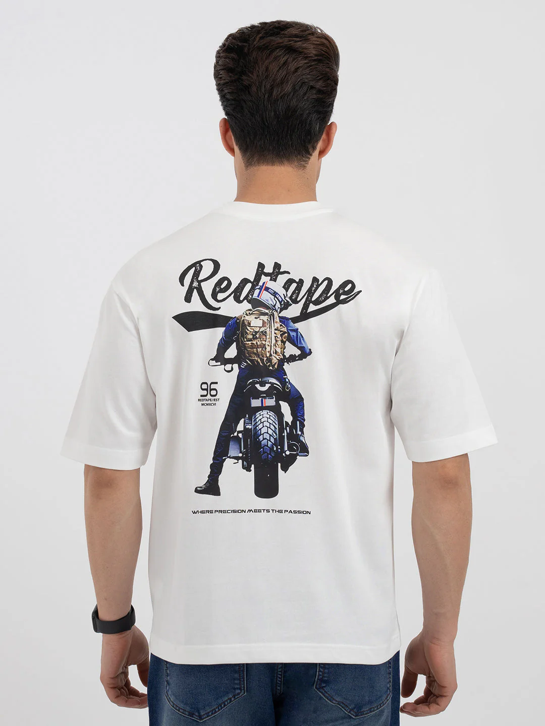 Red Tape White Graphic T-Shirt for Men - Image 3