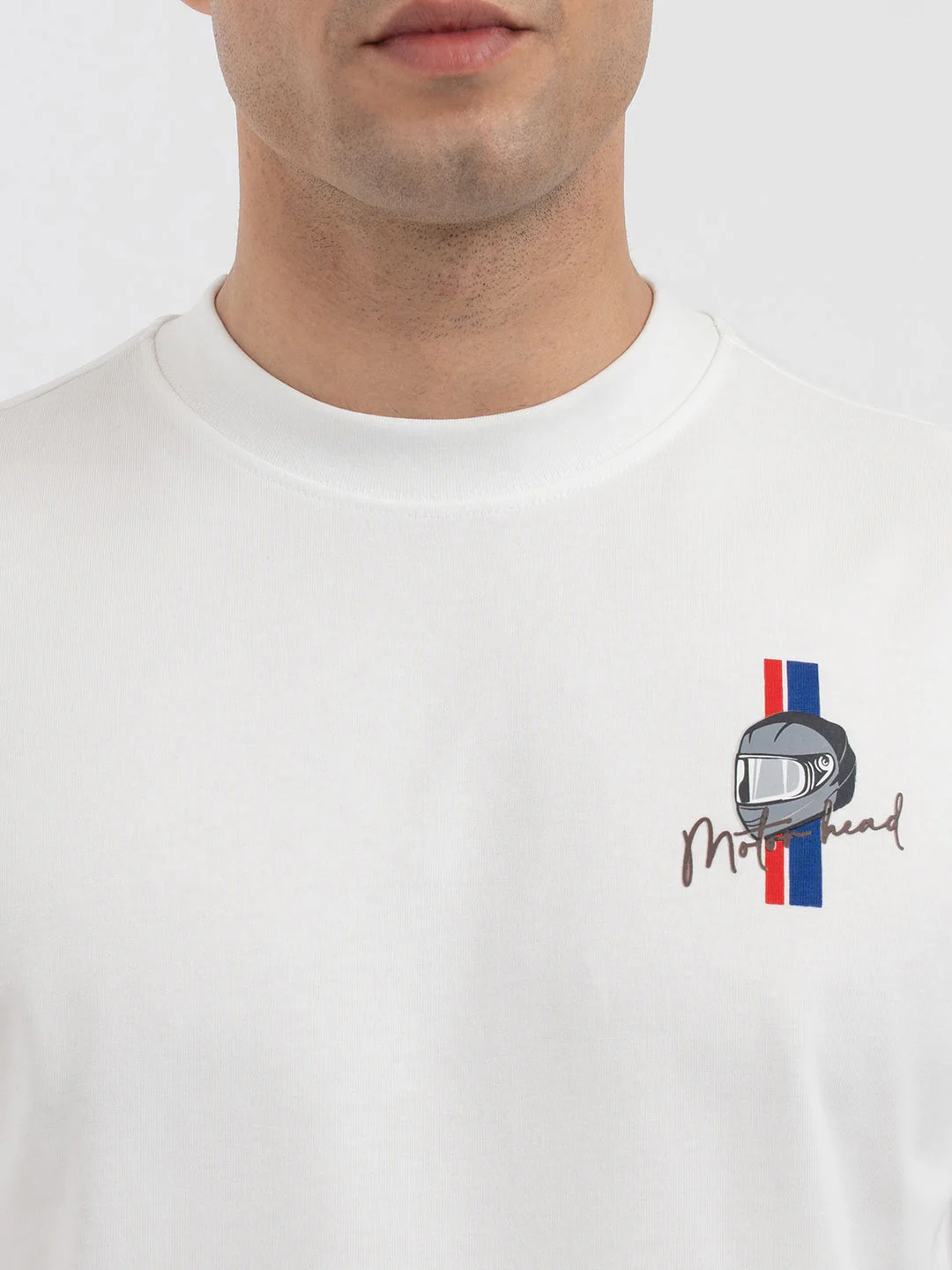 Red Tape White Graphic T-Shirt for Men - Image 4