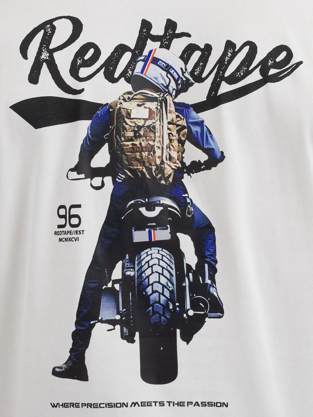 Red Tape White Graphic T-Shirt for Men - Image 6