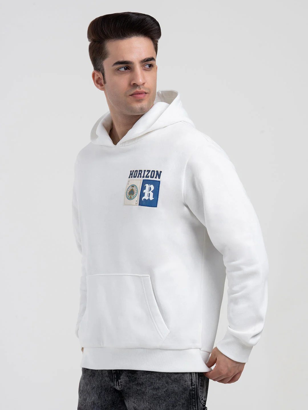 White Graphic Winter Hoodie for Men | Casual Winter Comfort - Image 3