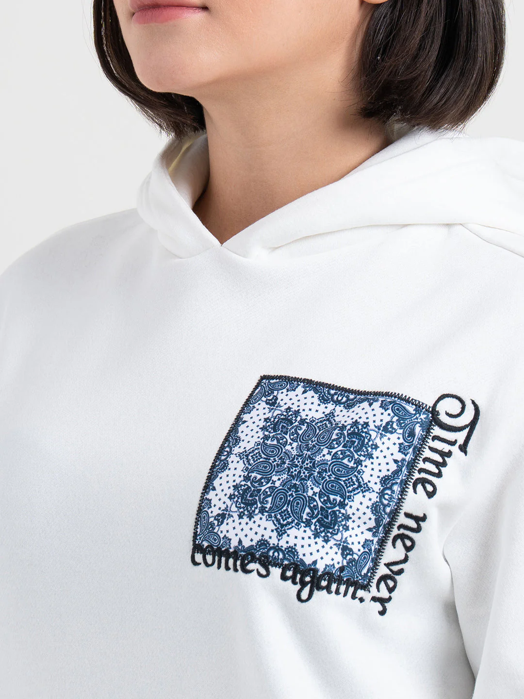 White Graphic Winter Hoodie for Women | Cozy Winter Essential - Image 5