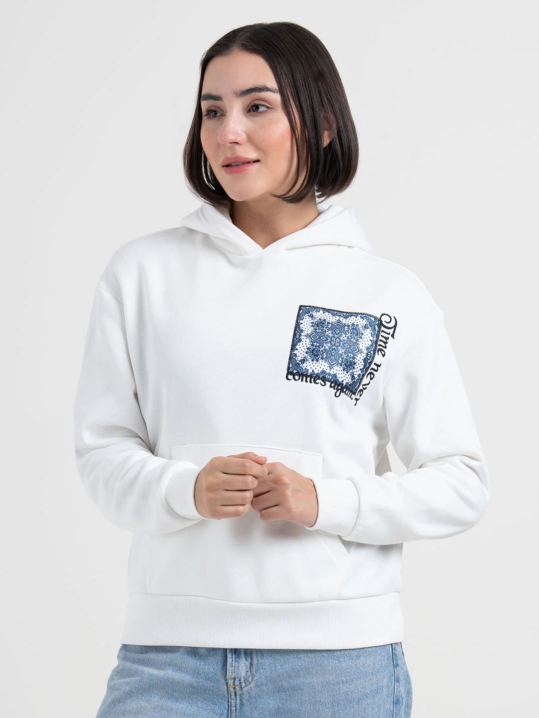 White Graphic Winter Hoodie for Women | Cozy Winter Essential - Image 7