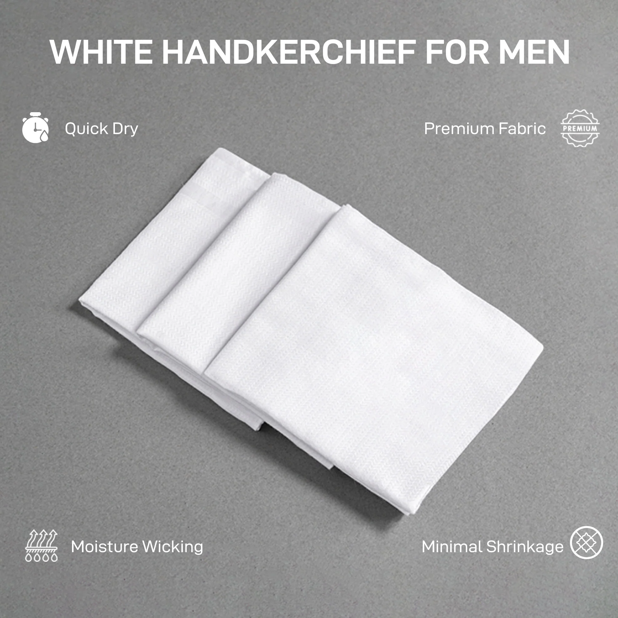 White Handkerchief for Men Pack of 3 Pairs - Image 2