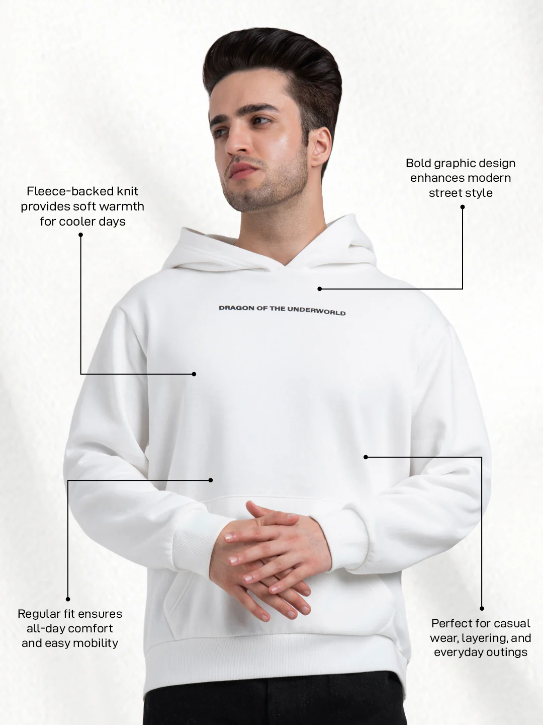 White Hoodies for Men | Graphic Street Style - Image 2