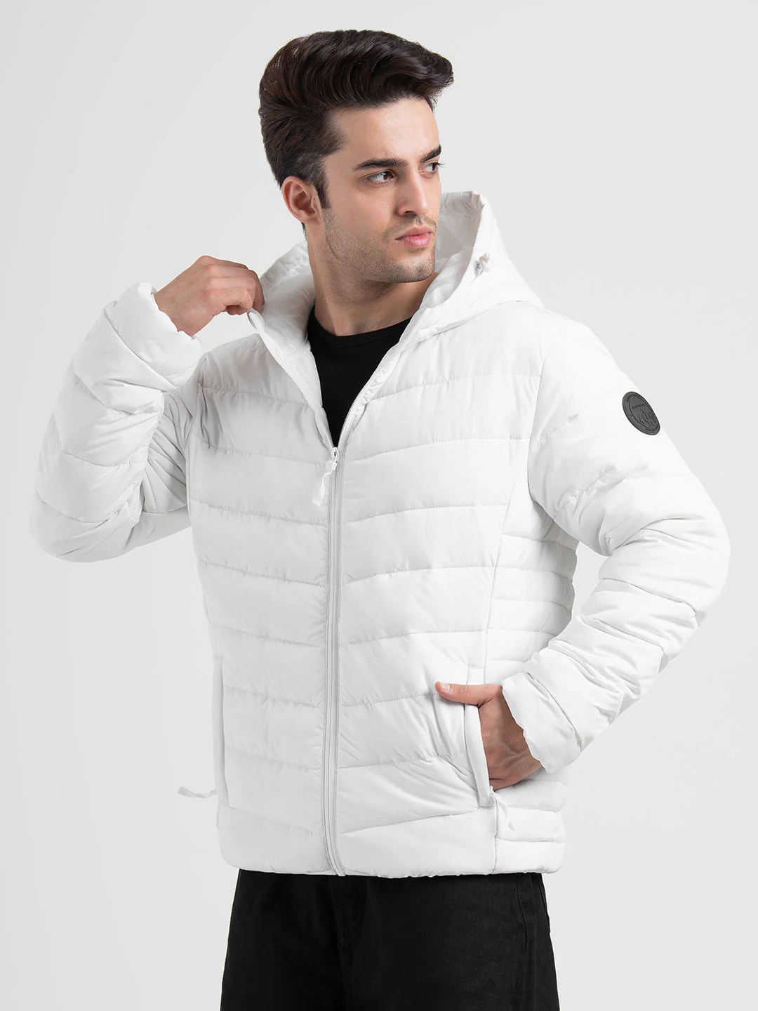 White Men's Padded Heatseal Jacket | All-Season Winter Protection - Image 3