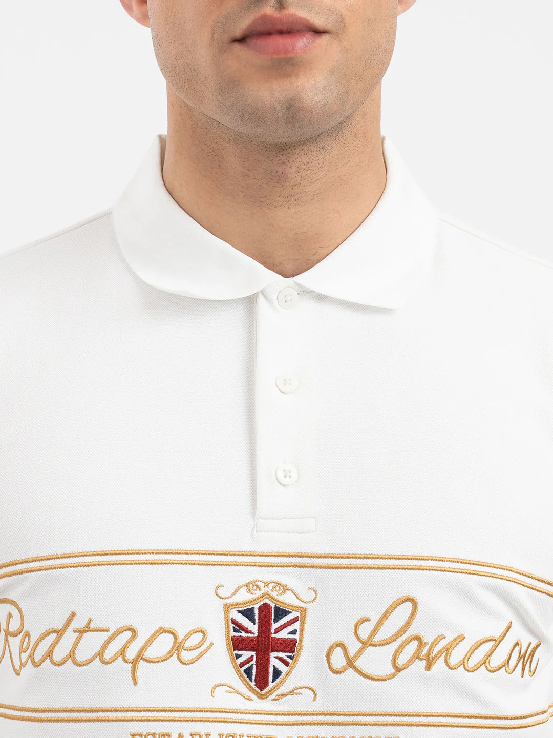 Red Tape White Polo T-Shirt for Men - Image 4