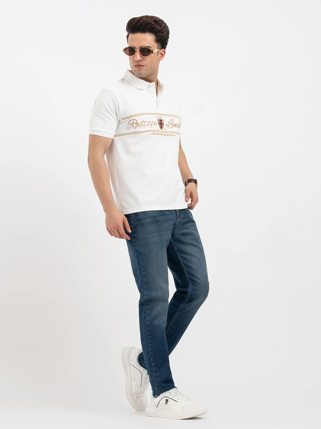Red Tape White Polo T-Shirt for Men - Image 5