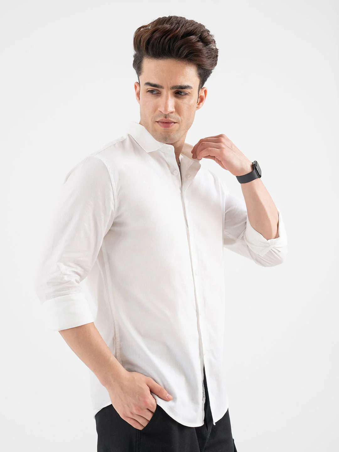 Red Tape White Solid Formal Full Sleeve Shirt for Men - Image 3