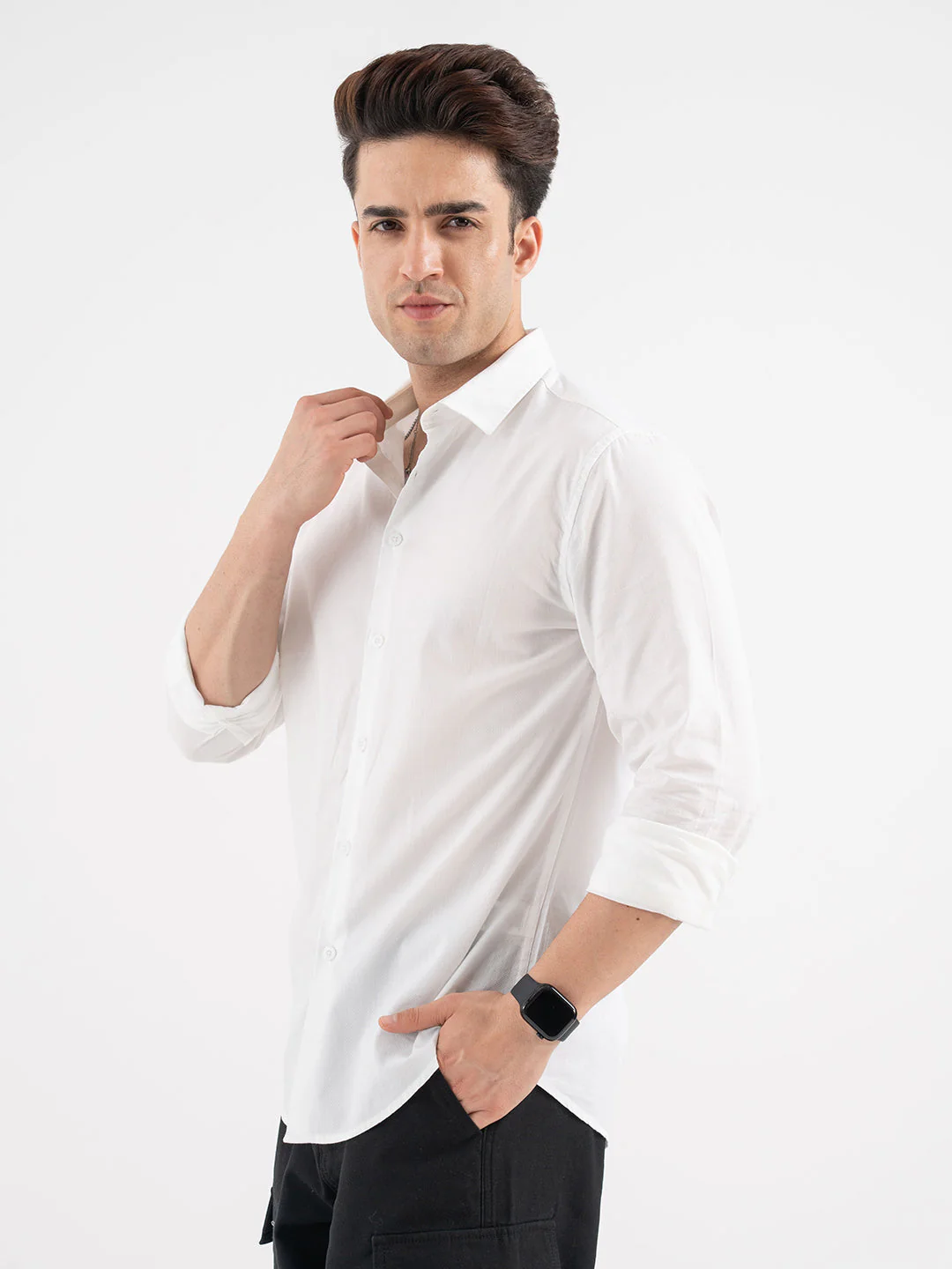 Red Tape White Solid Formal Full Sleeve Shirt for Men - Image 7