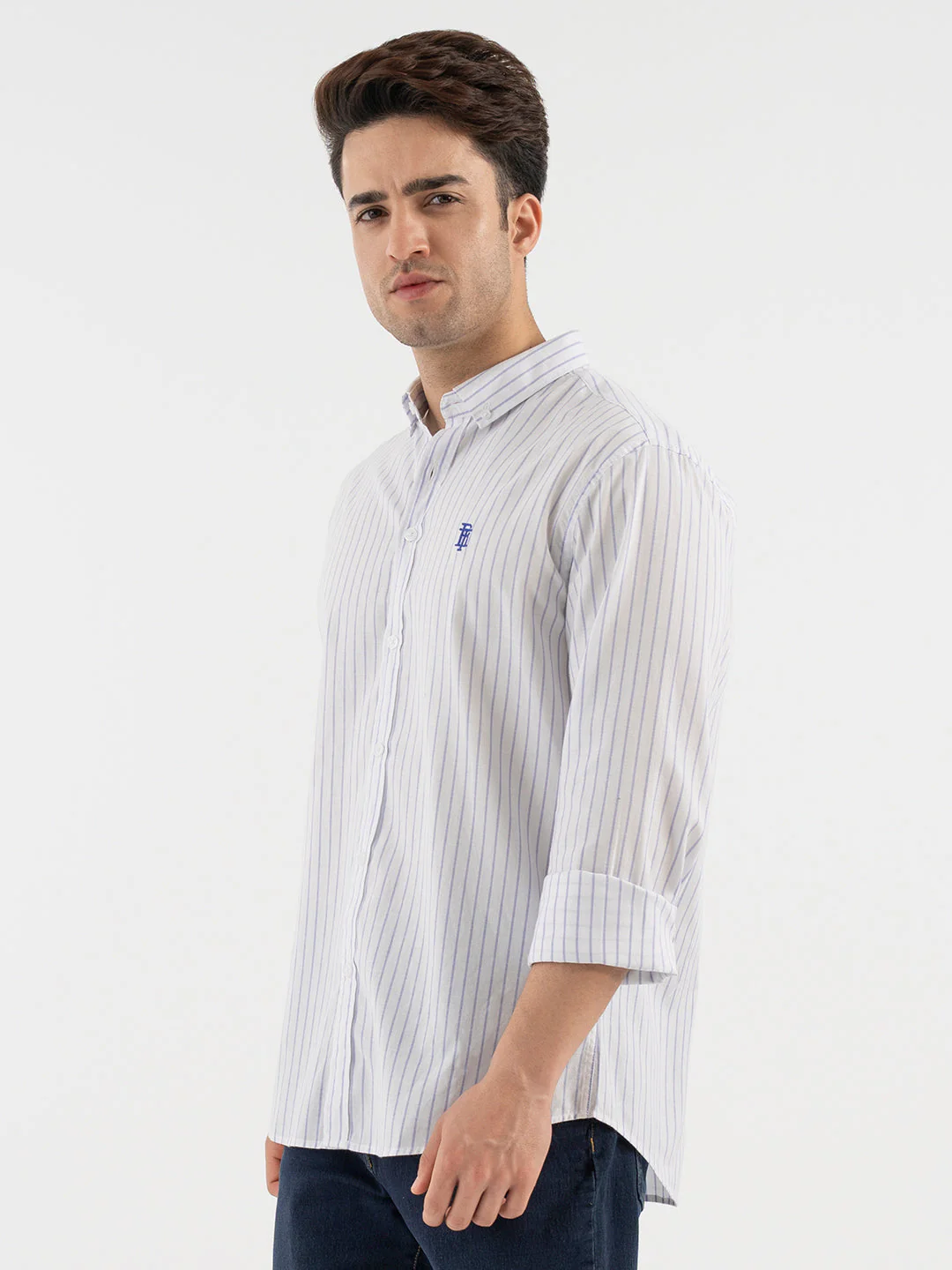 White Striped Shirt for Men - Image 2