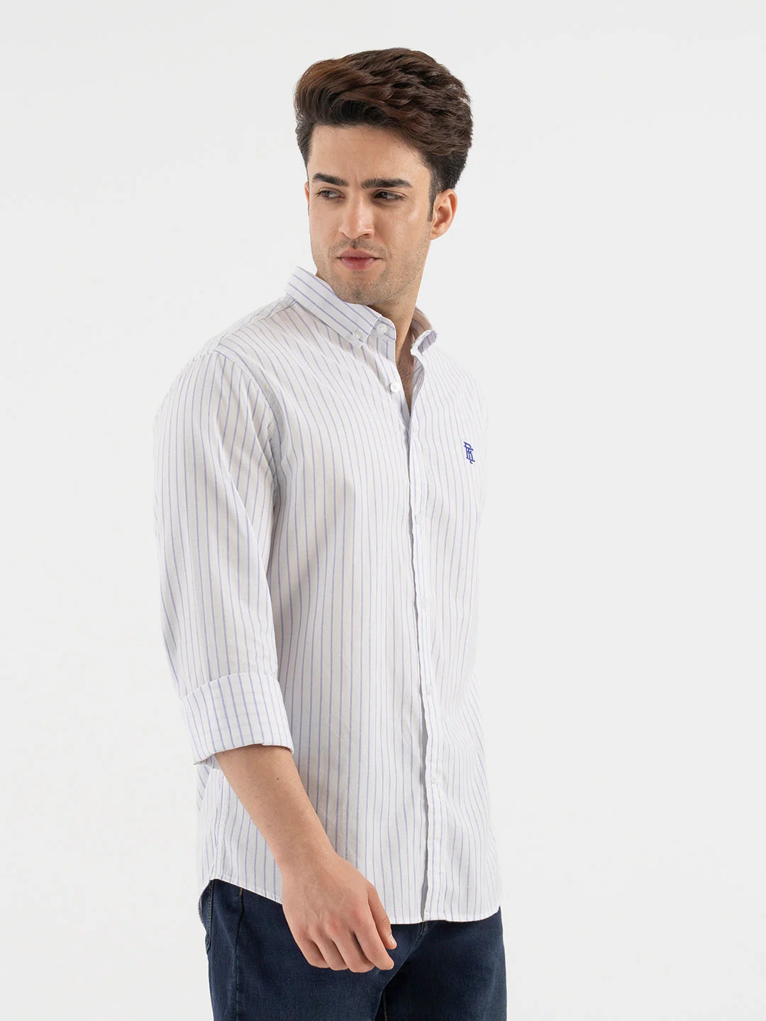 White Striped Shirt for Men - Image 6