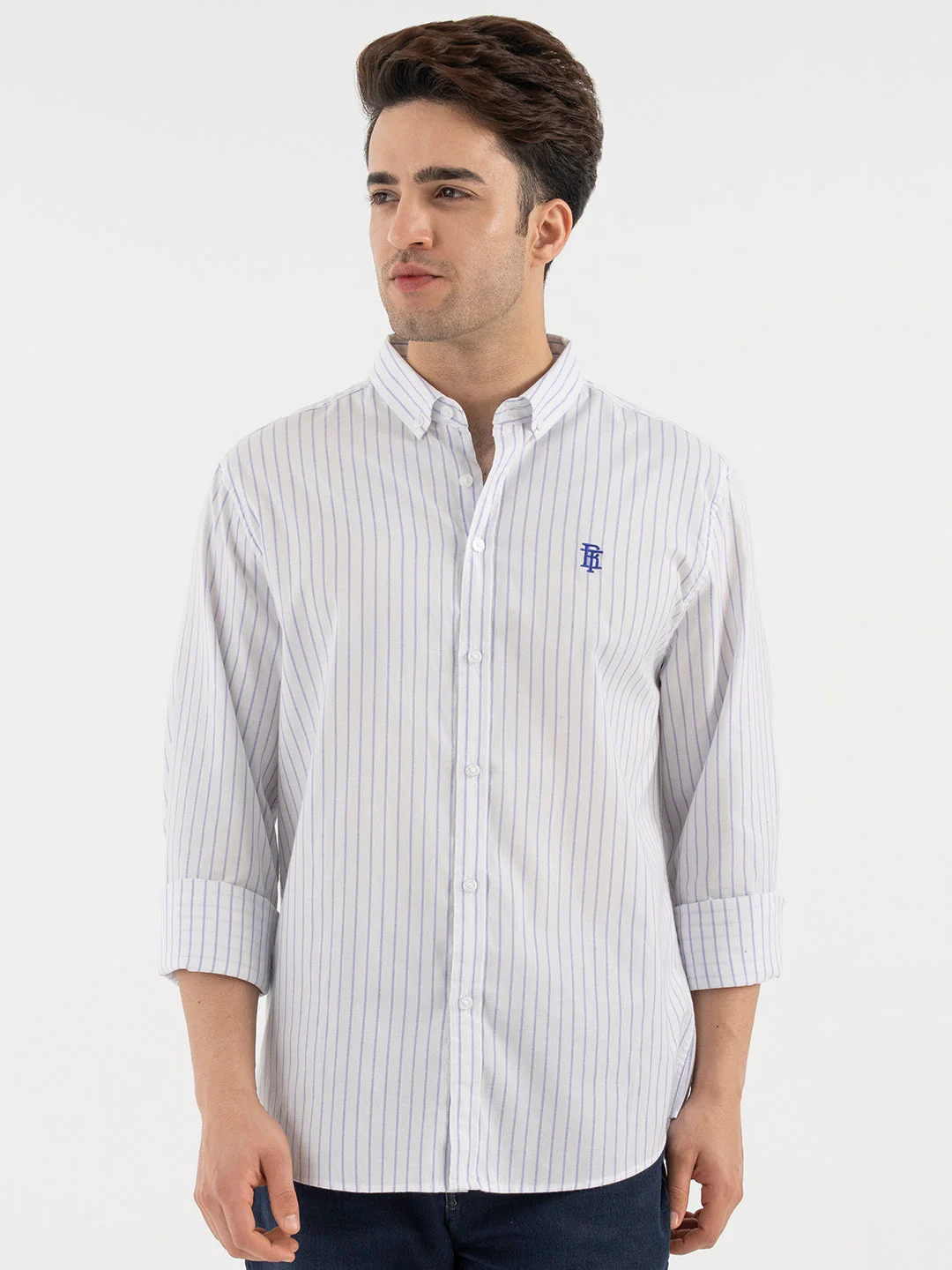 White Striped Shirt for Men - Image 7