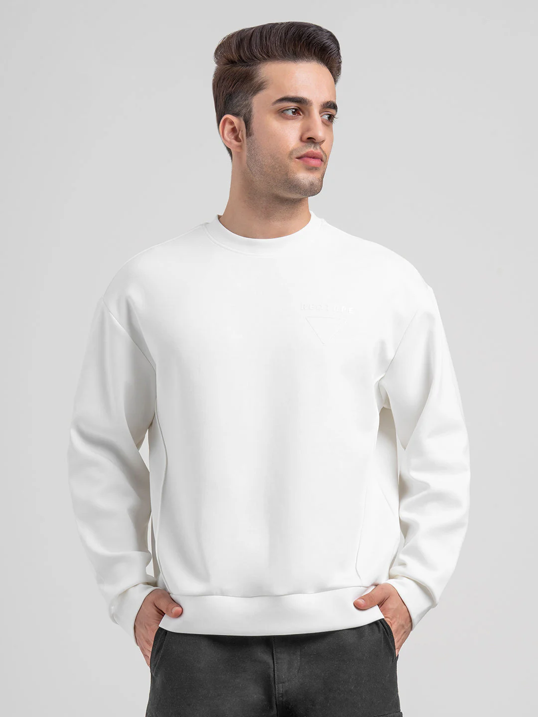 White Winter Baggy Sweatshirt for Men  | Winter-Ready Streetwear Comfort - Image 2