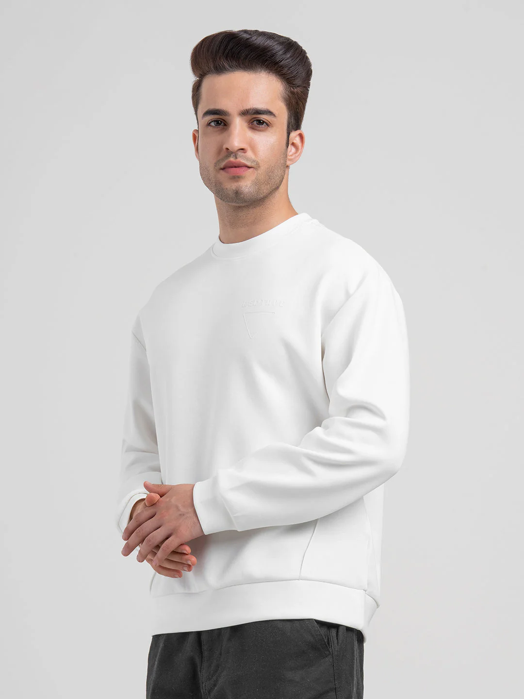 White Winter Baggy Sweatshirt for Men  | Winter-Ready Streetwear Comfort - Image 3