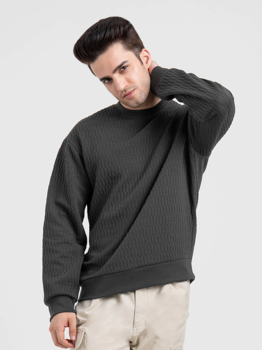 White Winter Baggy Sweatshirt for Men  | Winter Graphic Essential - Image 5