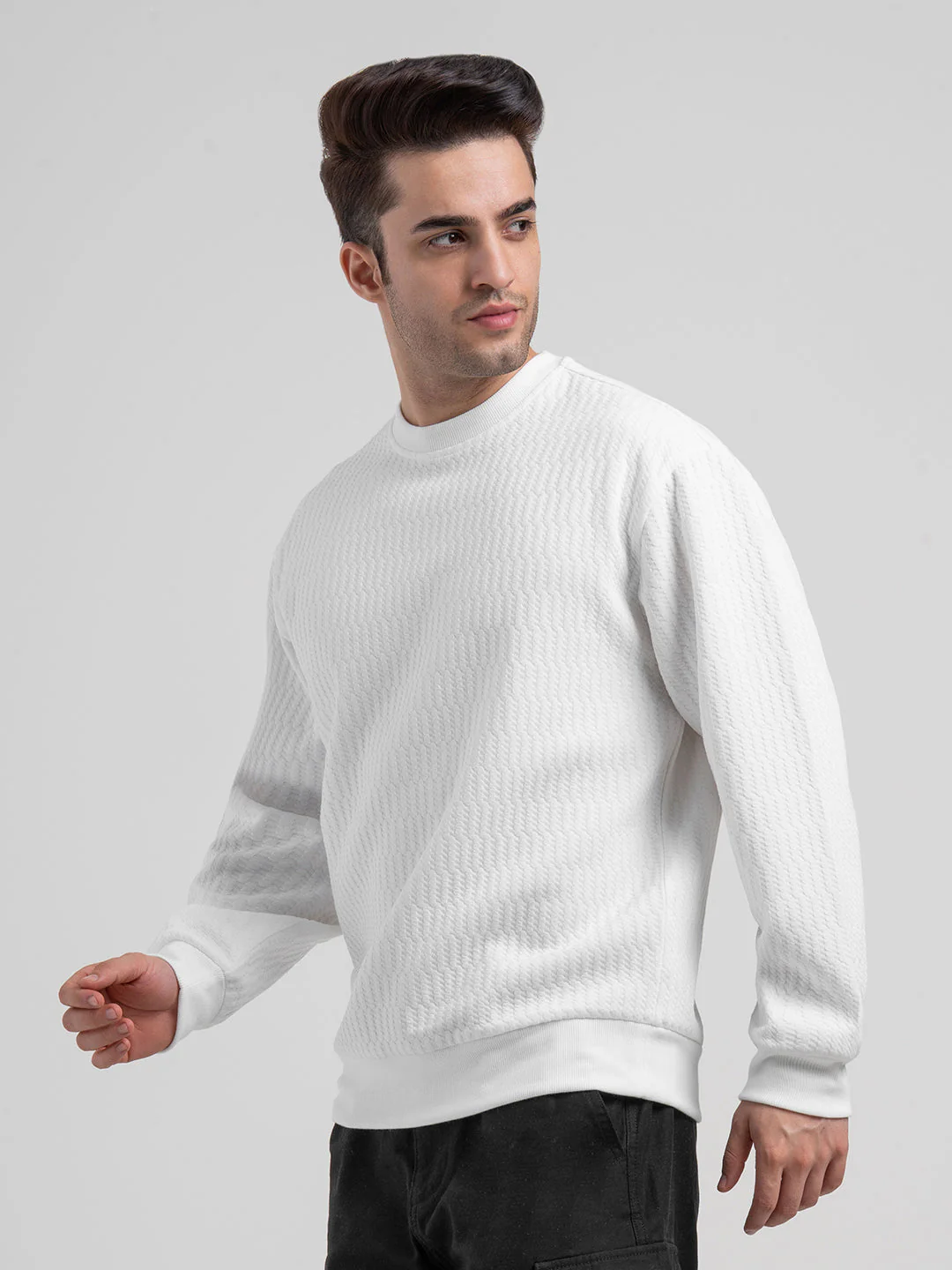 White Winter Baggy Sweatshirt for Men  | Winter-Ready Streetwear Comfort - Image 4