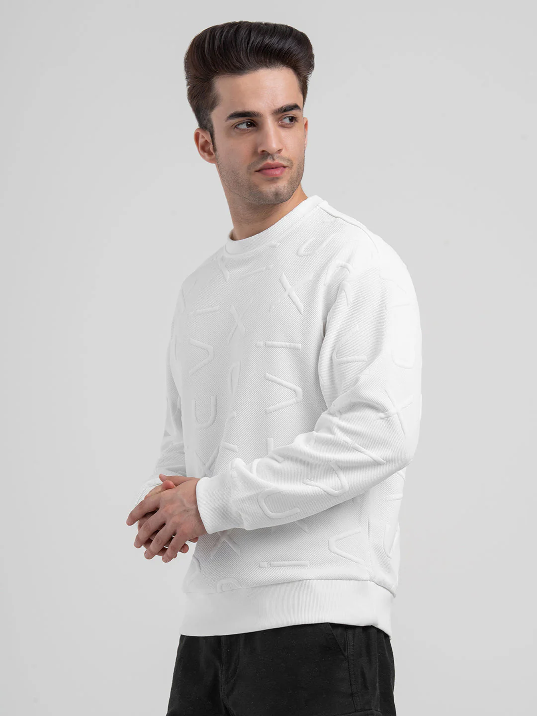 White Winter Graphic Sweatshirt for Men  | Winter-Ready Streetwear Comfort - Image 4