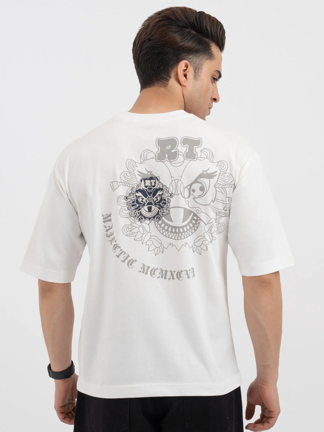 Red Tape White Graphic T-Shirt for Men - Image 3