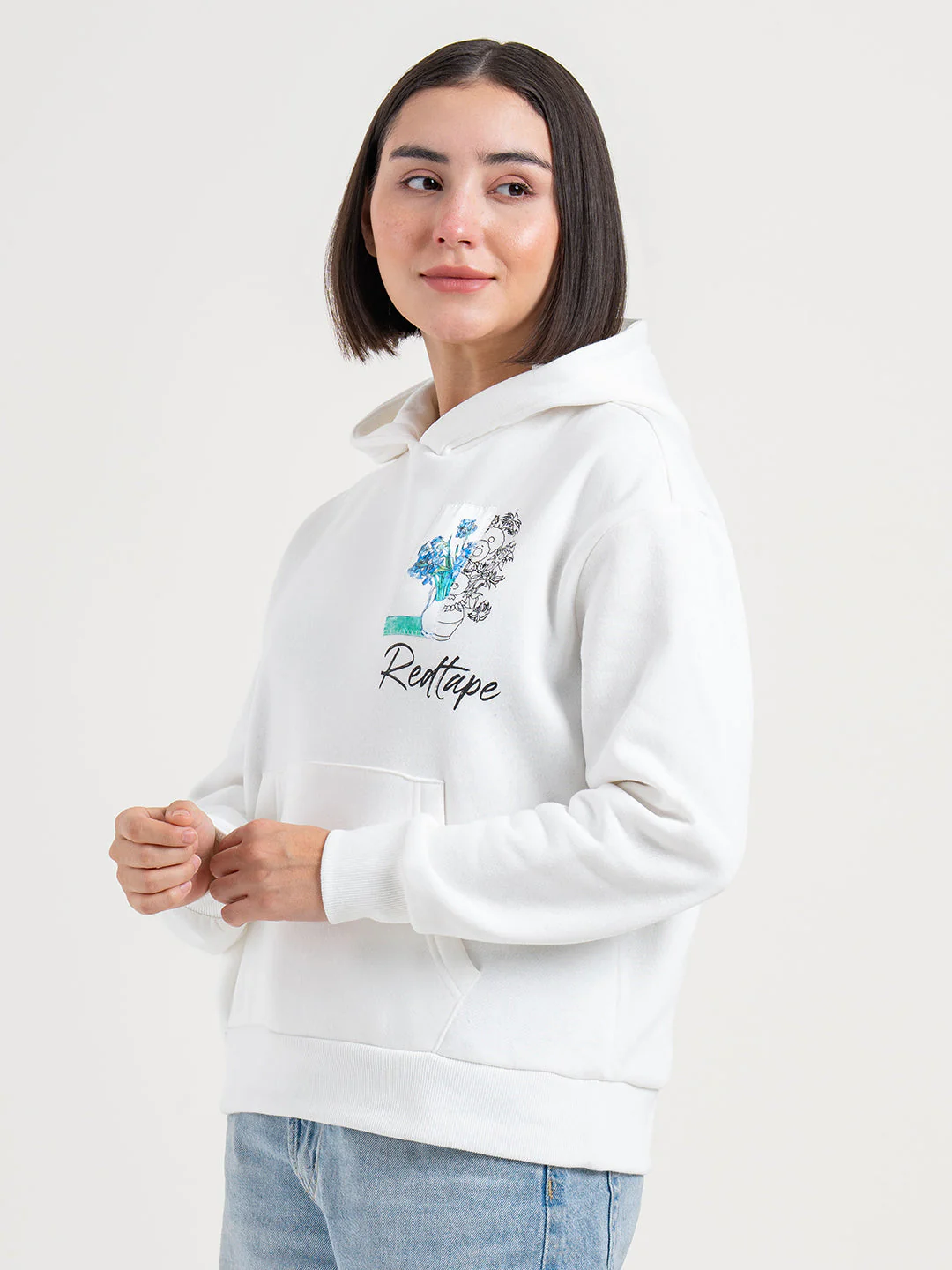 White Graphic Winter Hoodie for Women | Cozy Winter Street Style - Image 3