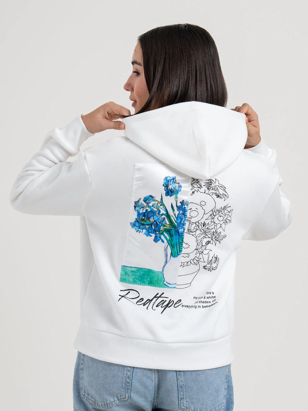 White Graphic Winter Hoodie for Women | Cozy Winter Street Style - Image 4