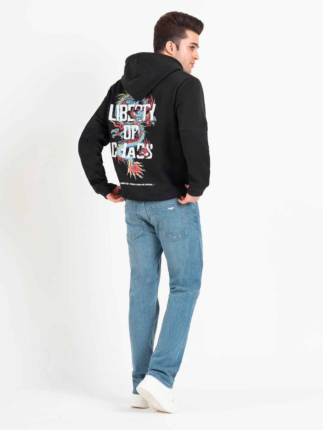 Winter Black Graphic Hoodie For Men | Winter-Ready Streetwear Style - Image 3