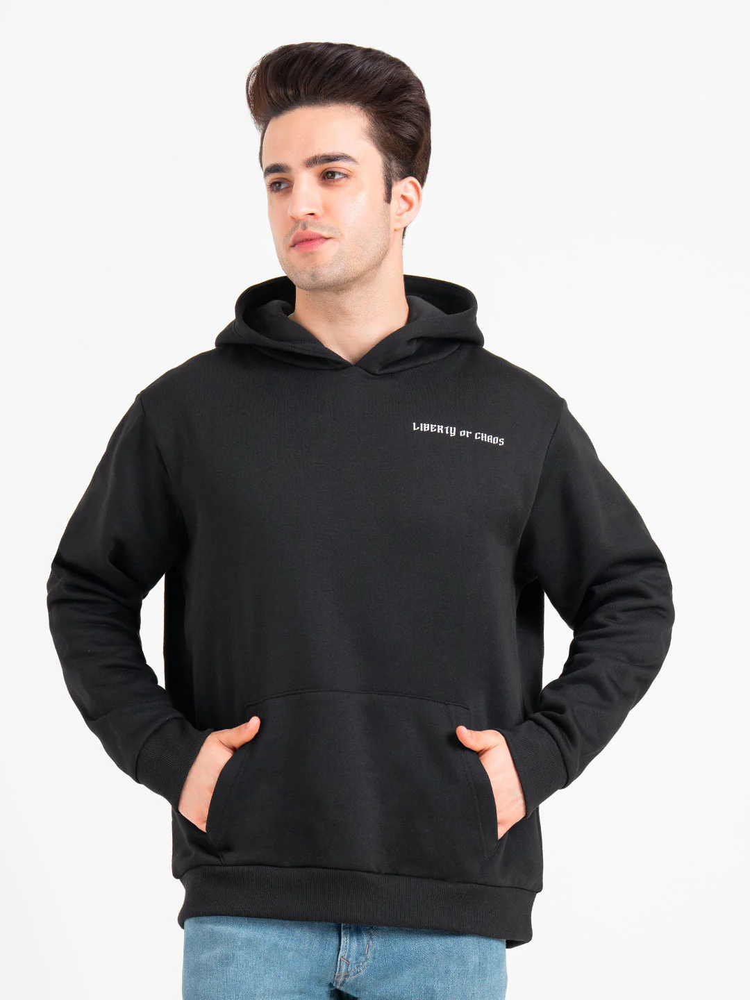 Winter Black Graphic Hoodie For Men | Winter-Ready Streetwear Style - Image 5