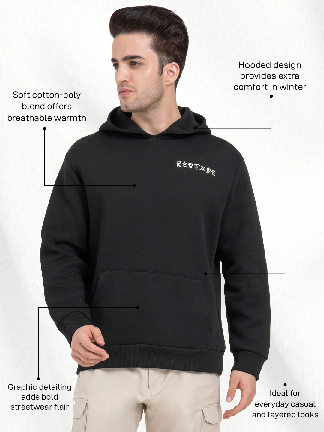 Winter Black  Hoodie for Men | Winter Graphic Streetwear - Image 2
