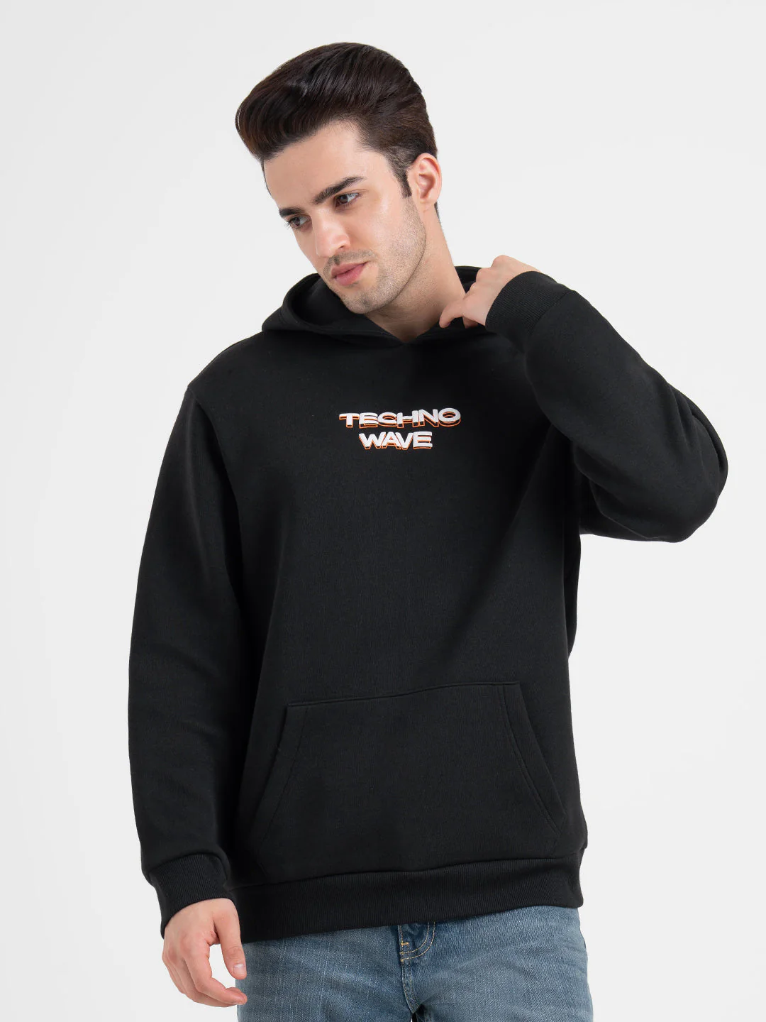 Winter Black Graphic Hoodie For Men | Winter-Ready Streetwear Style - Image 2