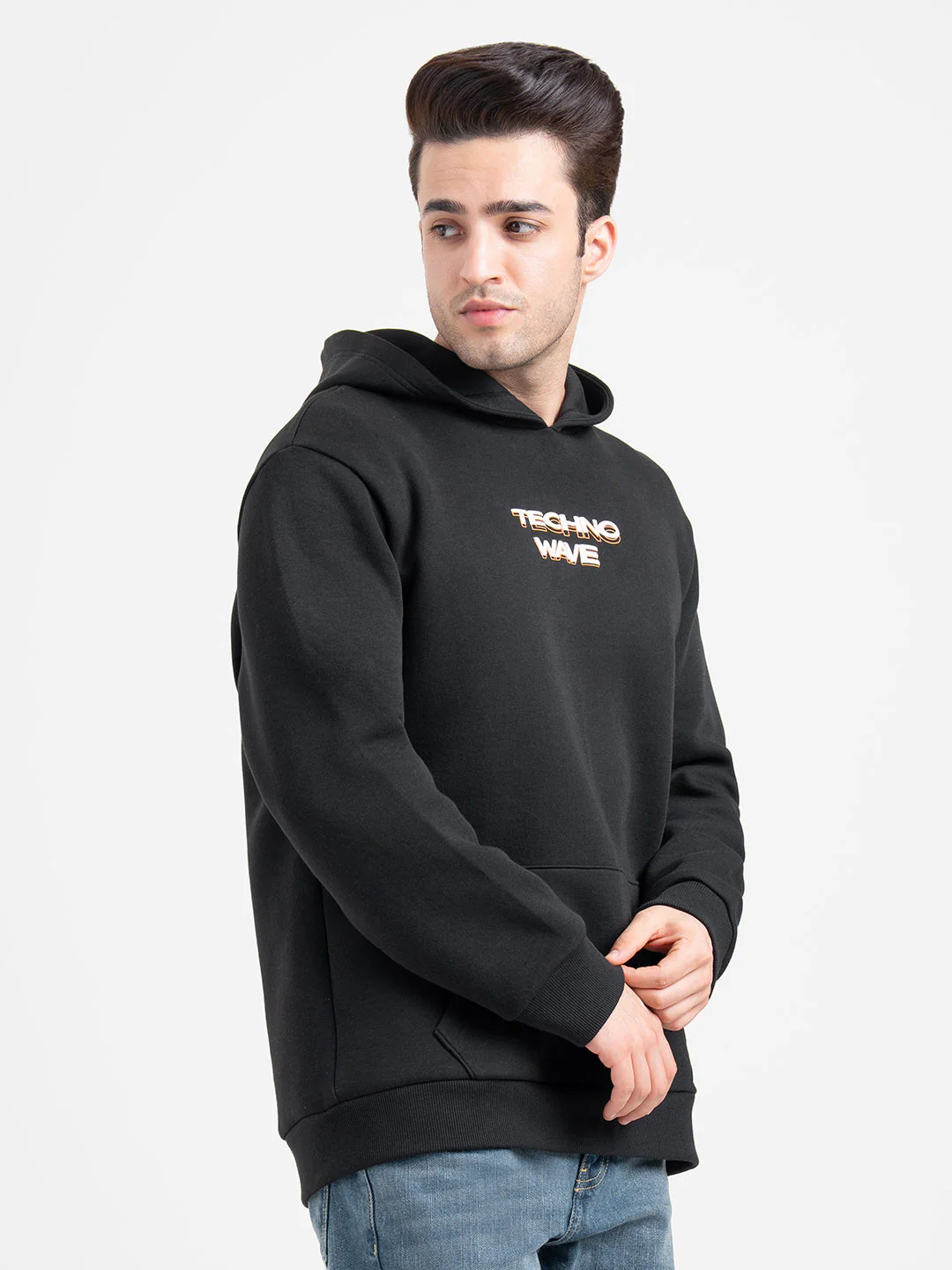 Winter Black Graphic Hoodie For Men | Winter-Ready Streetwear Style - Image 3