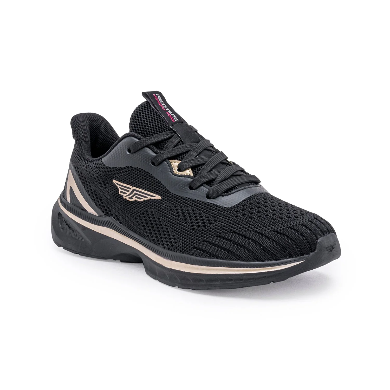 Women Black/Gold Walking Shoes - Image 2