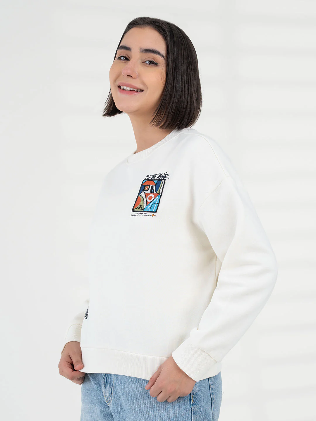 Women Off White Sweatshirt | Everyday Functional Wear - Image 3