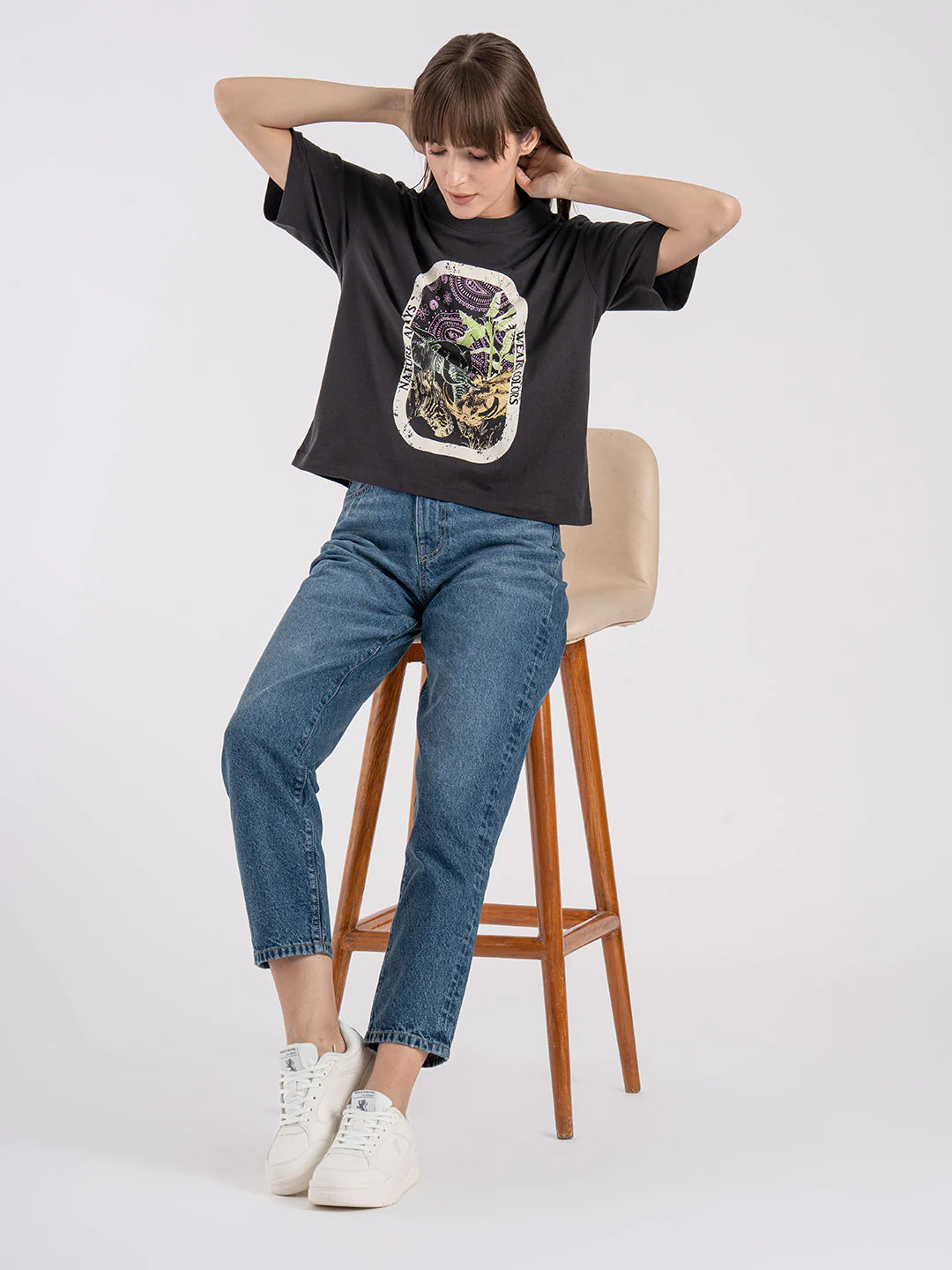 Women's Graphic Round Neck T-Shirt - Image 5