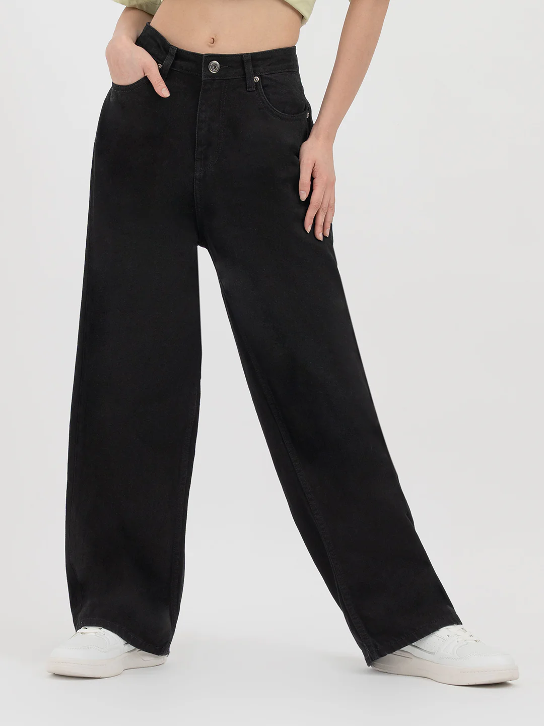 Womenâ€™s Jet Black Baggy Jeans - Image 3