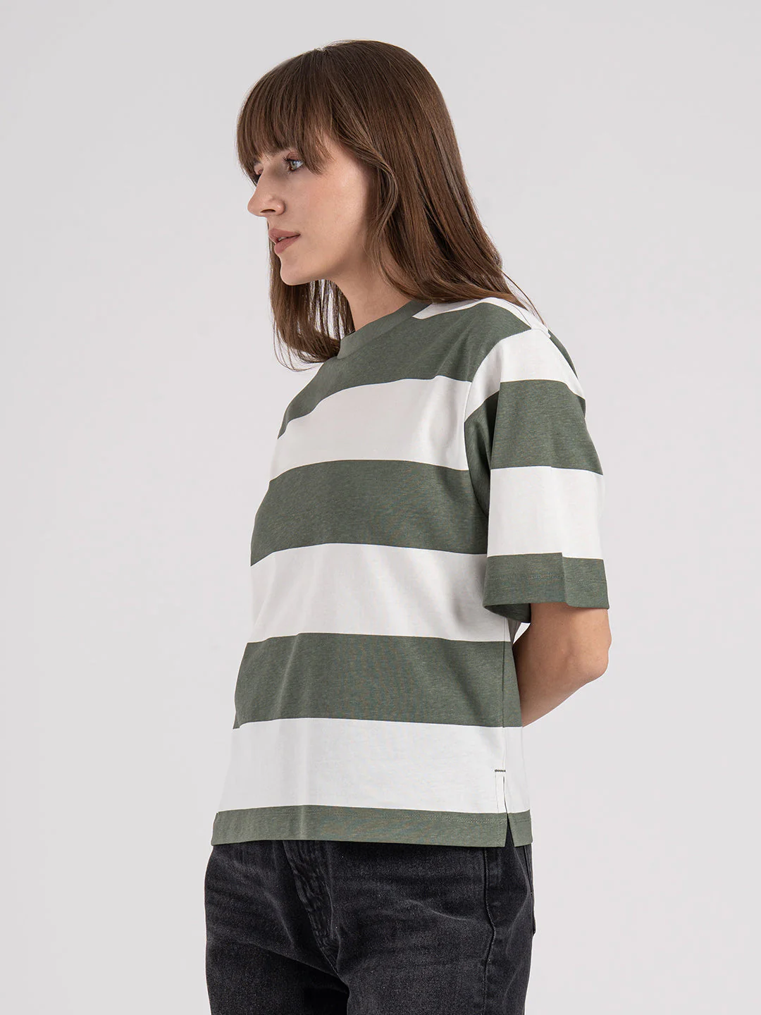 Women's Striped Round Neck T-Shirt - Image 2