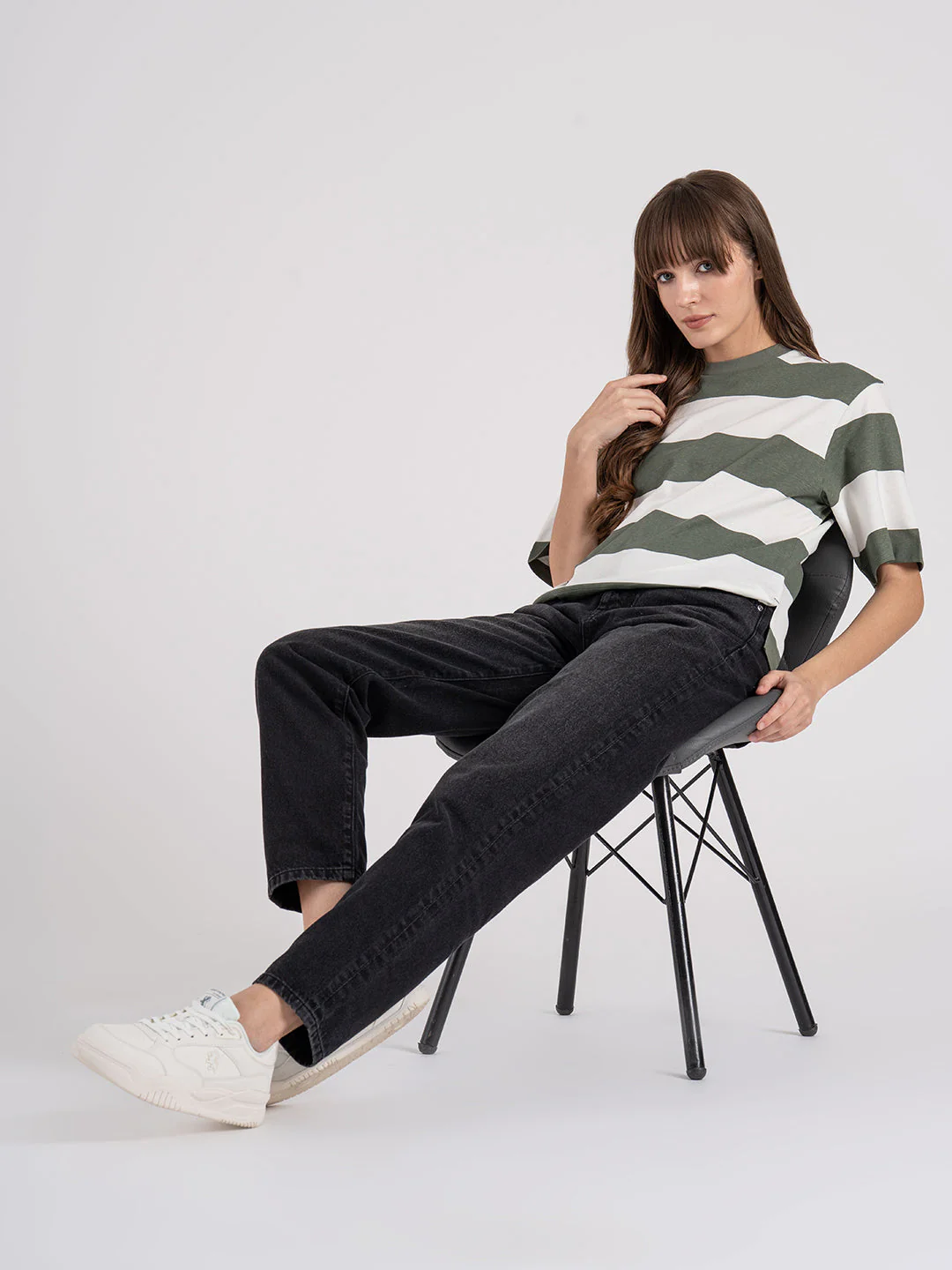 Women's Striped Round Neck T-Shirt - Image 5