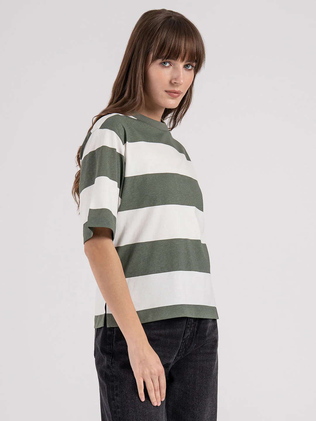 Women's Striped Round Neck T-Shirt - Image 6