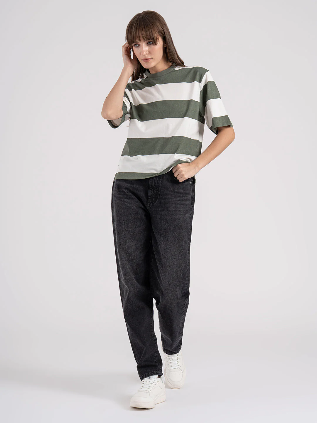 Women's Striped Round Neck T-Shirt - Image 7