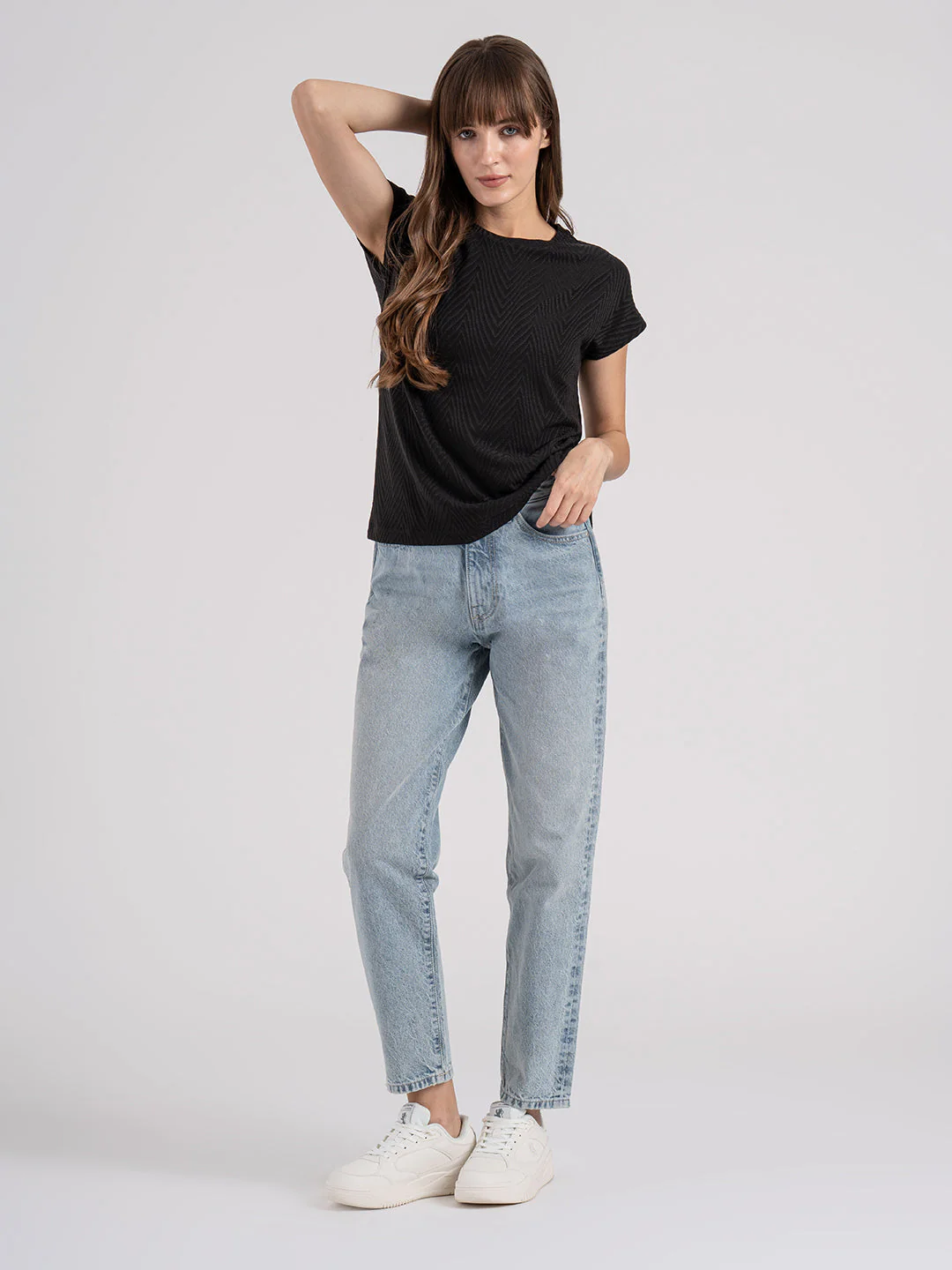 Women's Textured Round Neck T-Shirt - Image 5